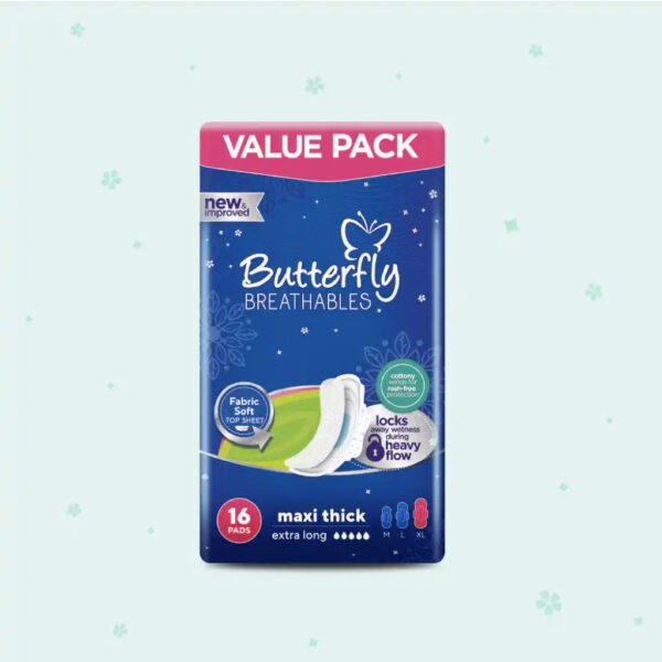 Butterfly Breathables Maxi Thick Pads Extra Long Value Pack 16 Pcs
