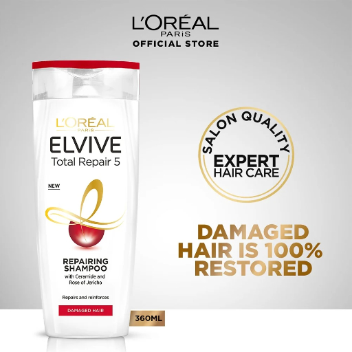 L'Oreal Paris Elvive Total Repair 5 Repairing Shampoo, For Damaged Hair, 360ML