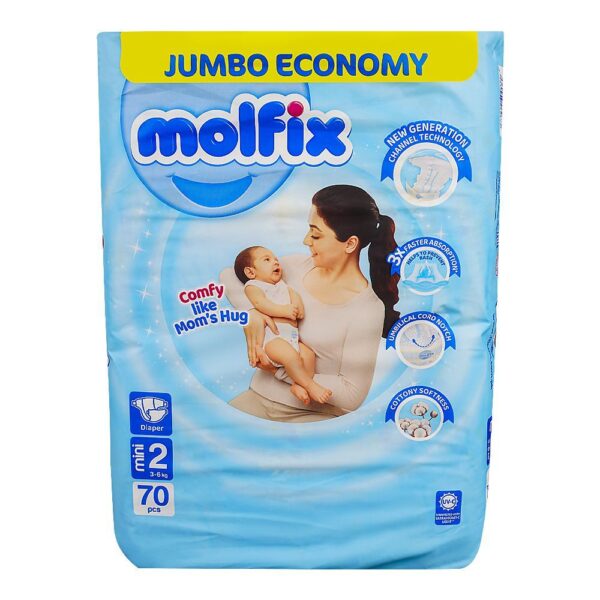 Molfix Diapers 2 Mini Jumbo Economy Pack, 3-6 kg, 70-Pack