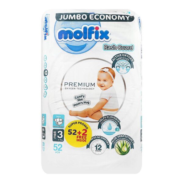Molfix Premium Diaper, Jumbo Economy, Midi 3, 4-9KG 54-Pack