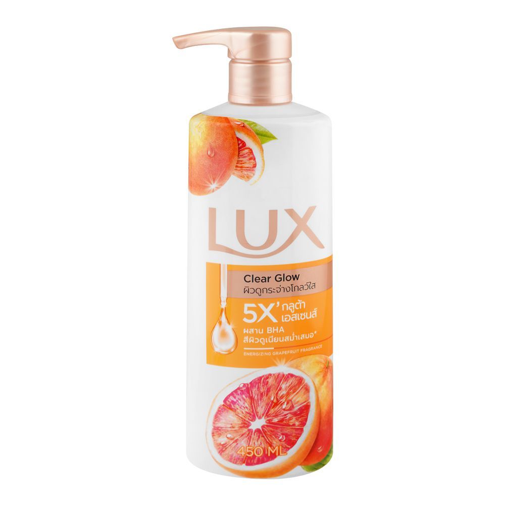 Lux Clear Glow Body Wash, 5X Energizing Grapefruit Fragrance, 450ml