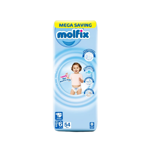 Molfix Diapers 6 Extra Large Mega Saving, 15+ kg, 54-Pack