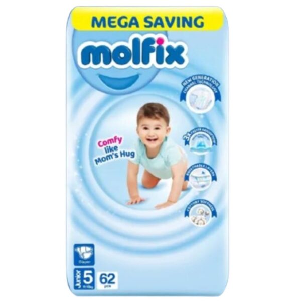 Molfix Diaper 5 Junior, Mega Saving, 11-18 KG, 62-Pack