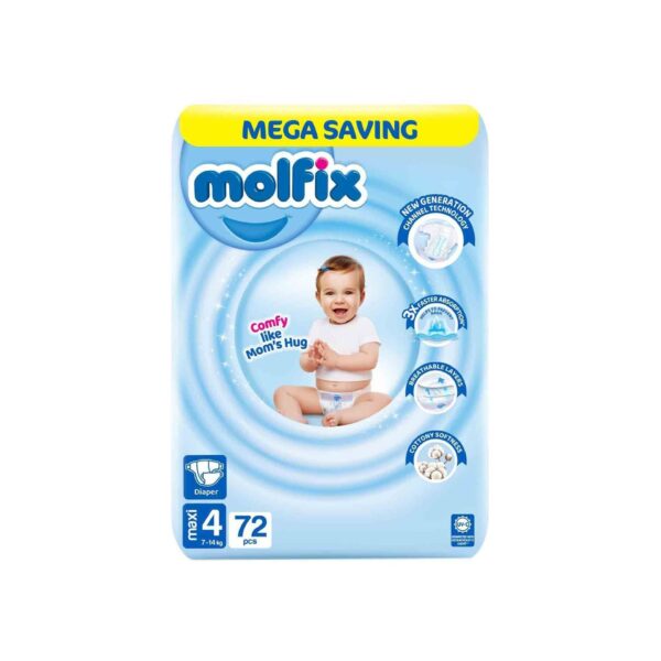 Molfix Diaper 4 Maxi, Mega Saving, 7-14 KG, 72-Pack