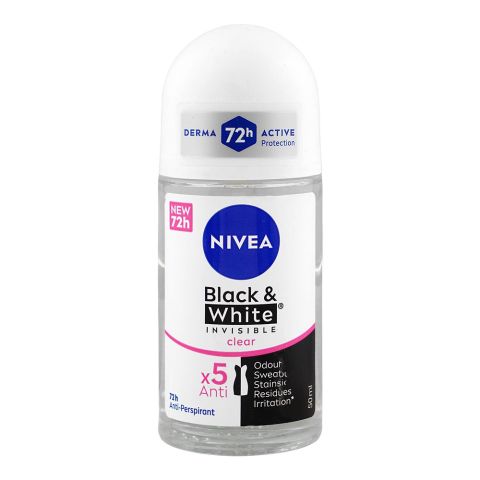 Nivea Black & White Invisible Clear Roll-On 50ml